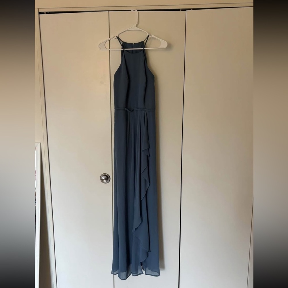 David's Bridal Teal Halter Maxi Dress
